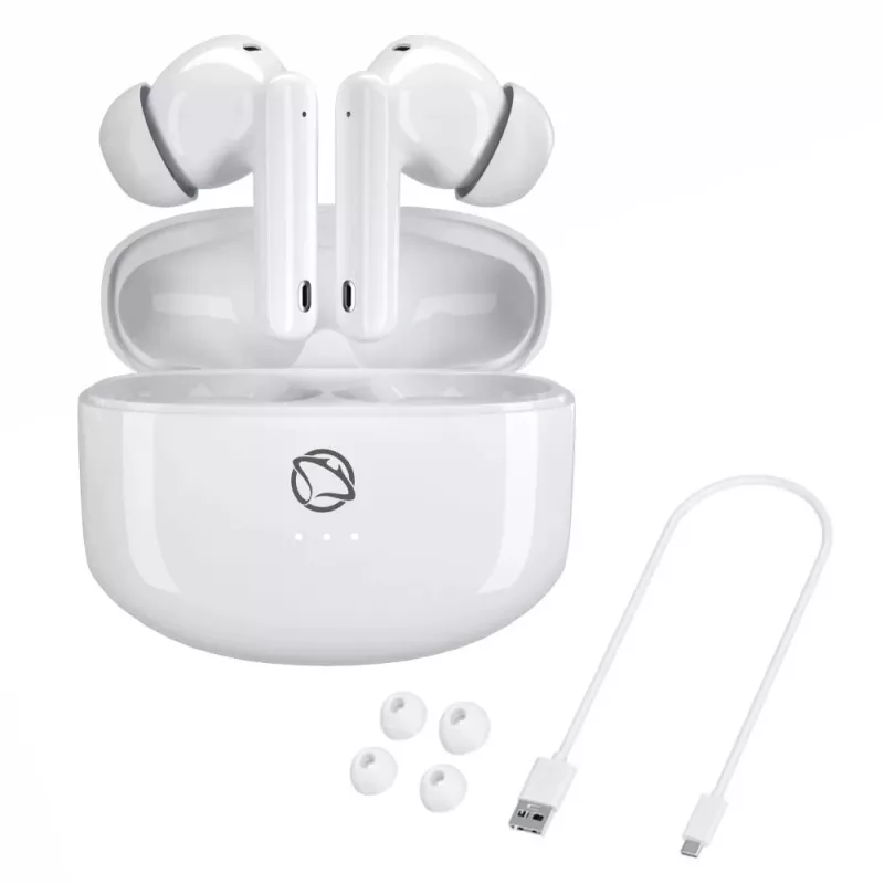 Manta MTWS008W Rytmo Auscultadores True Wireless Bluetooth 5.0 brancos com estojo de carregamento