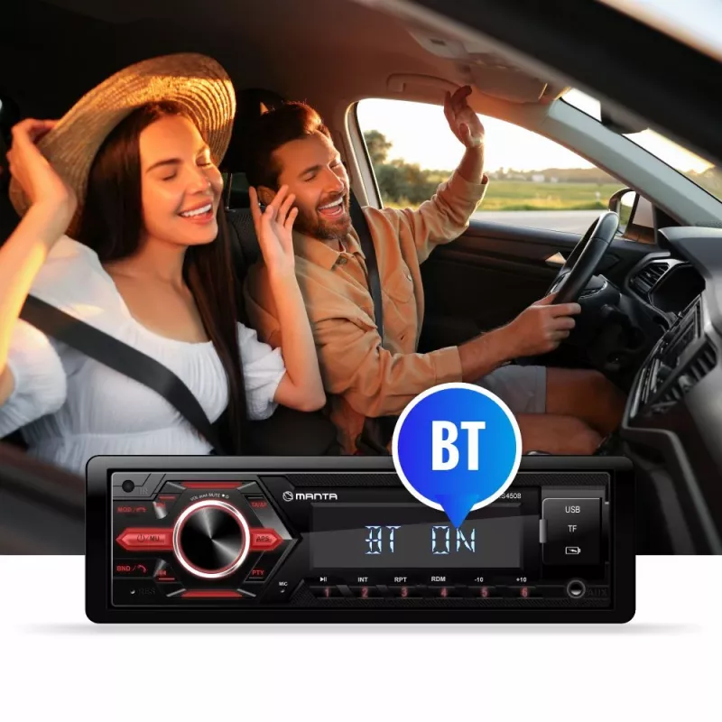 Manta RS4508 Ottawa Autorrádio 1-DIN com sintonizador FM, USB, cartão SD, AUX, 4x40W, ecrã LCD branco, iluminação azul