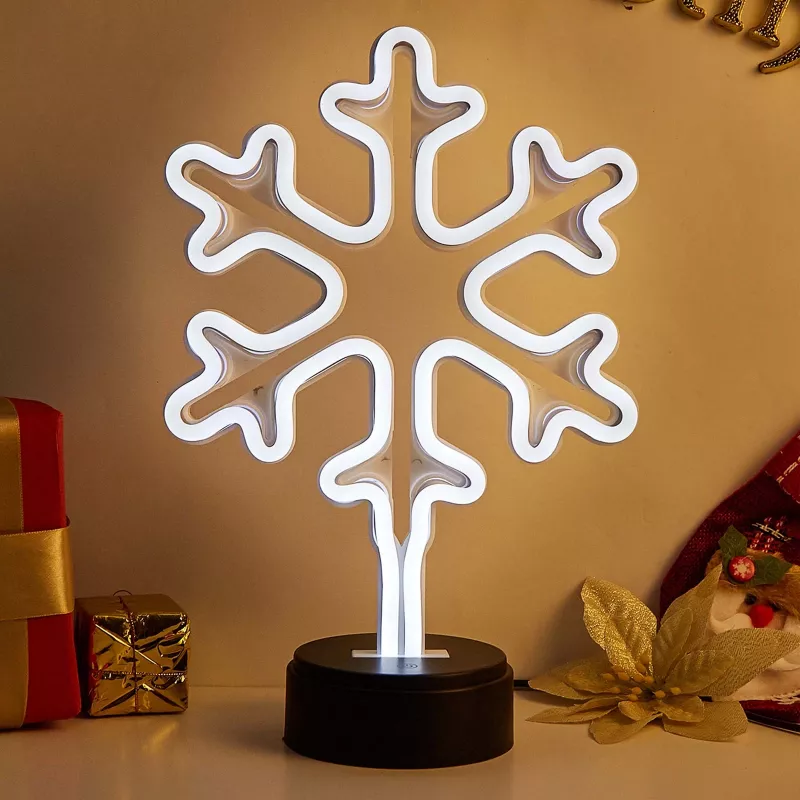 Manta SNL84WH Luz decorativa LED flocos de neve, branco frio, a pilhas, suspensa, plástico, branco, 200 mm