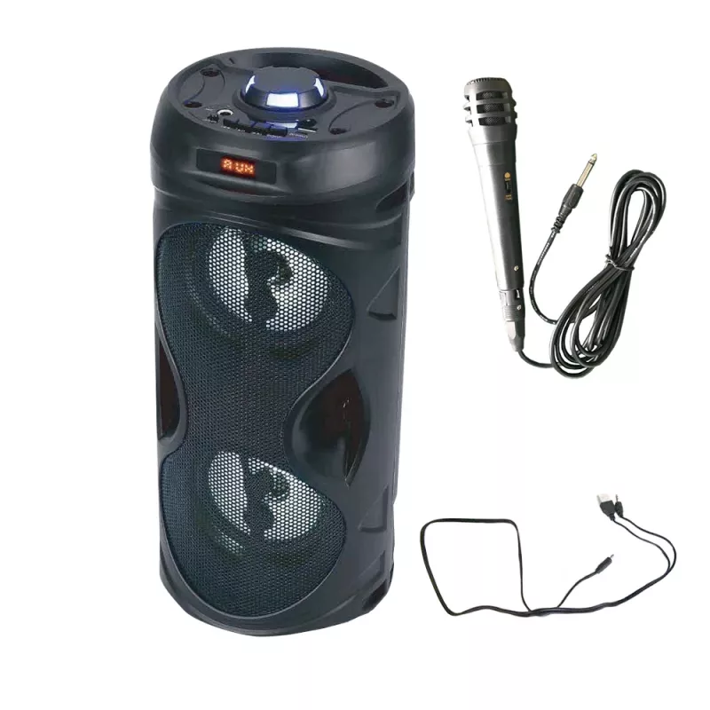 Manta SPK815 altifalante portátil Bluetooth para festas com karaoke, 30W RMS, LED de discoteca, rádio FM, USB/SD/AUX