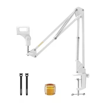 MAONO BA20 Braço Articulado Branco para Microfone – Grampo de Mesa, Aço, Rotação 360°