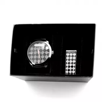 Relógio de pulso MARC ECKO homem E11591G1 - 45mm quartzo analógico mostrador preto bracelete prateada