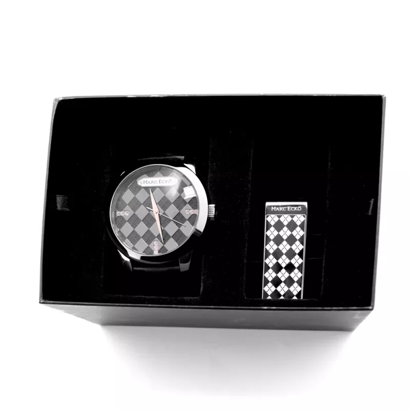 Relógio de pulso MARC ECKO homem E11591G1 - 45mm quartzo analógico mostrador preto bracelete prateada