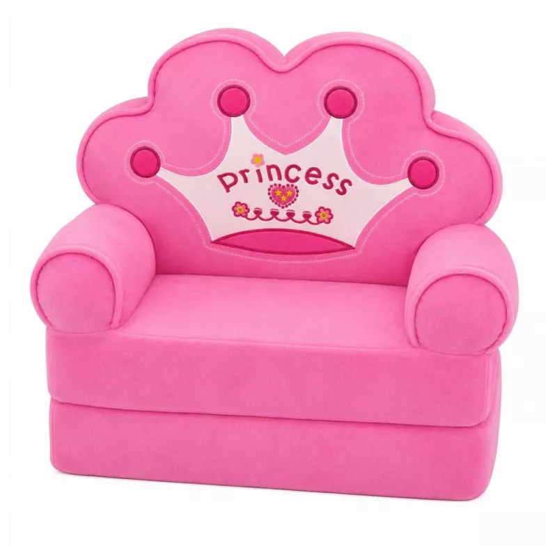 Poltrona reclinável sofá com coroa 2-em-1 para criança MARKA NIEZDEFINIOWANA Soft Pink