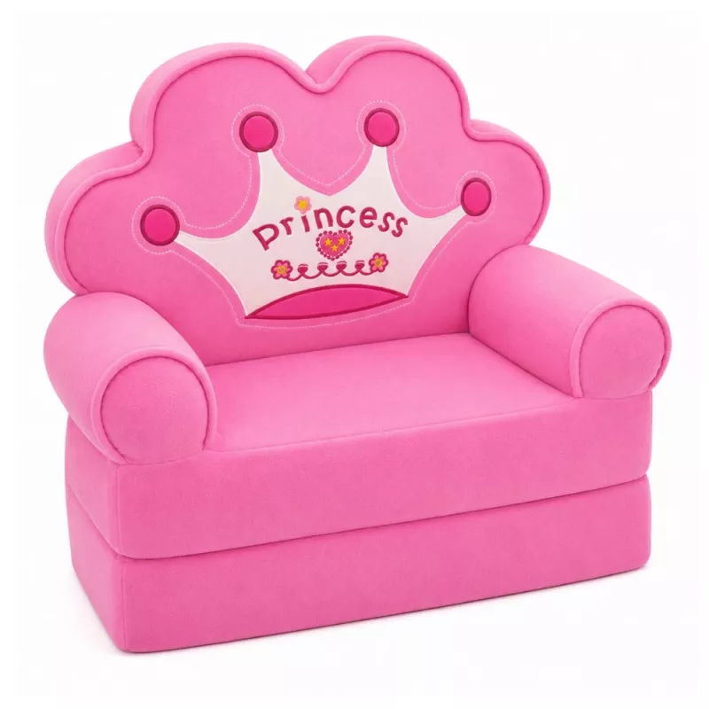 Poltrona reclinável sofá com coroa 2-em-1 para criança MARKA NIEZDEFINIOWANA Soft Pink