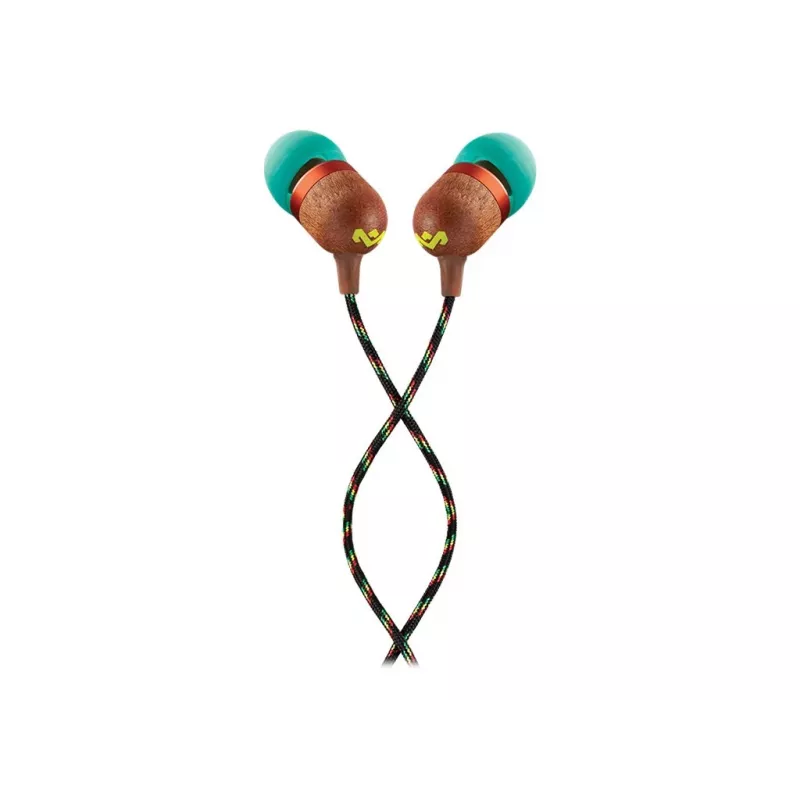 Auscultadores intra-auriculares com fio Marley Smile Jamaica com microfone e USB-C, drivers de 9 mm – Rasta (EM-JE042-RA)