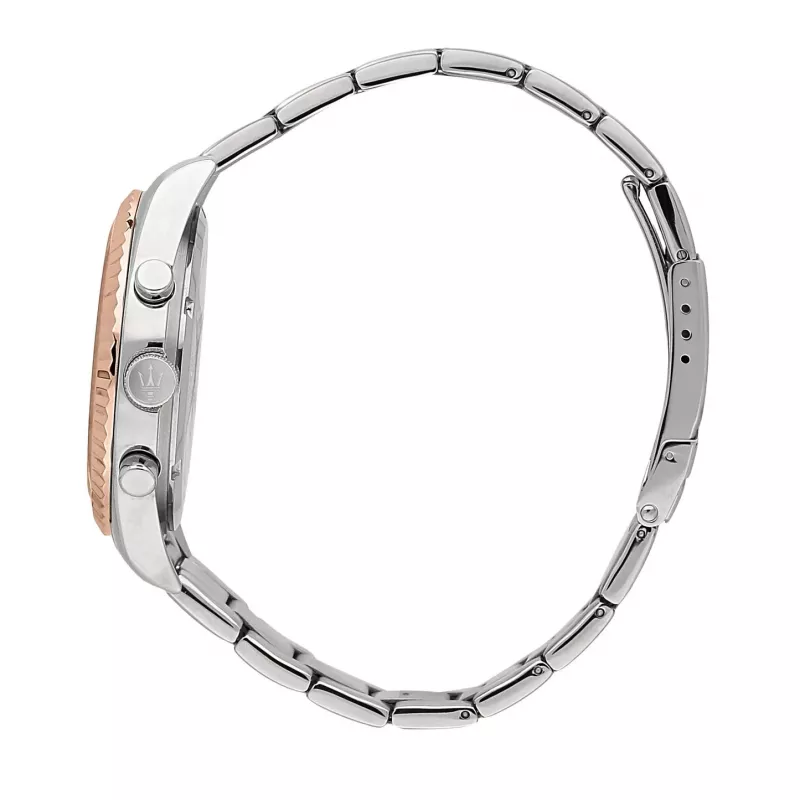 Relógio de homem Maserati Potenza de quartzo analógico R8853100040 43 mm mostrador preto pele preta
