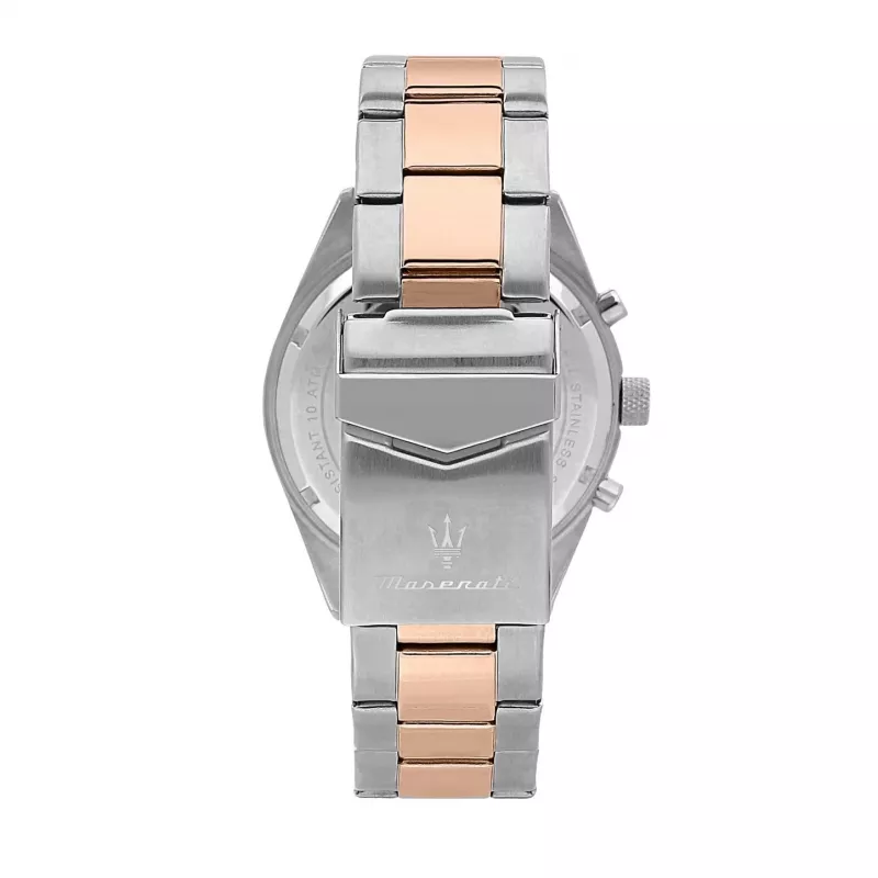 Relógio de homem Maserati Potenza de quartzo analógico R8853100040 43 mm mostrador preto pele preta