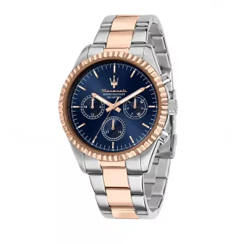 Relógio de homem Maserati Potenza de quartzo analógico R8853100040 43 mm mostrador preto pele preta