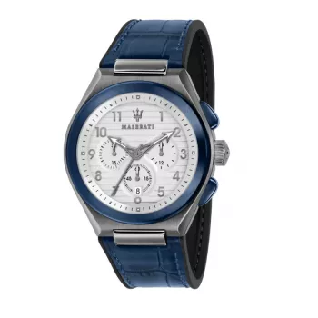 MASERATI relógio de quartzo de homem Potenza R8871639001 43mm mostrador azul bracelete de pele