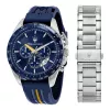 Relógio cronógrafo de quartzo de homem Maserati R8871612039 45mm aço inoxidável mostrador preto bracelete de pele