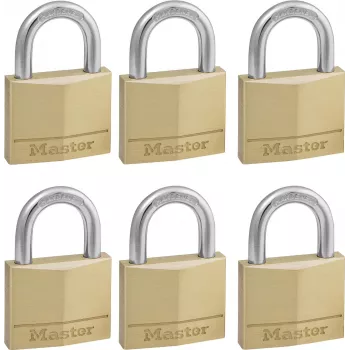 Master Lock 140EURSIX pack de 6 cadeados com a mesma chave 22 mm corpo de latão