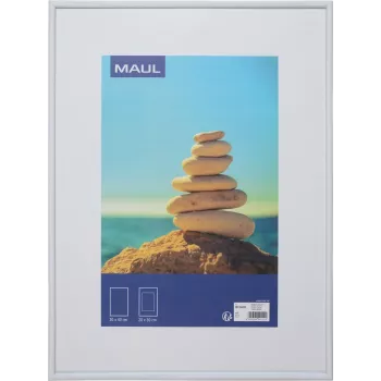 Moldura individual MAUL 1935802 30 x 40 cm, MDF branco com frente em policarbonato antilascas, para montagem na parede