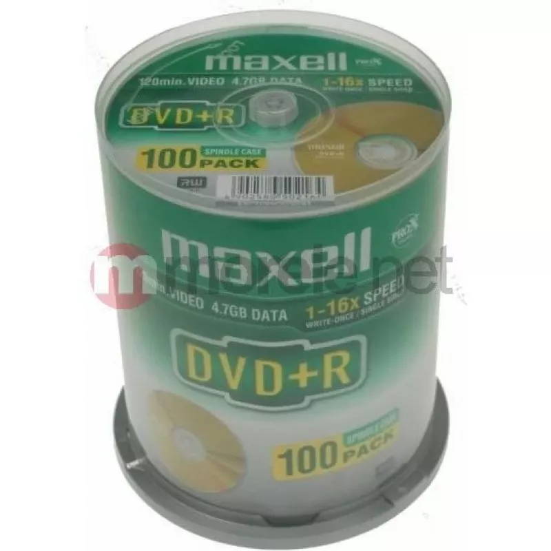 DVD+R Maxell 4.7 GB 16x 100 discos spindle cakebox