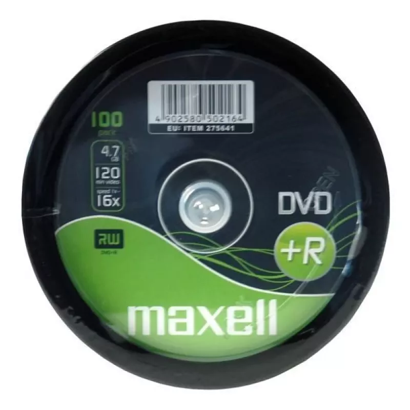 DVD+R Maxell 4.7 GB 16x 100 discos spindle cakebox