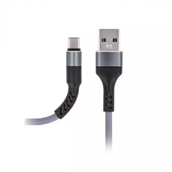Cabo MAXLIFE Type-C carregamento rápido 2A cinzento 1 m USB-A para USB-C sincronização de dados