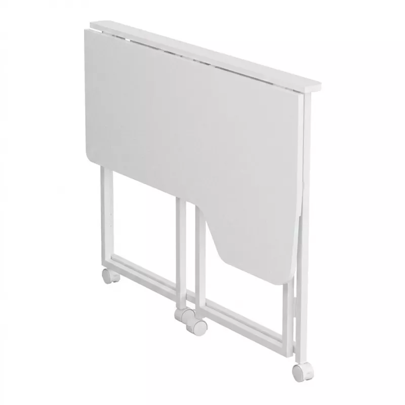 Mesa dobrável em L MCN Maclean branca 100x65 cm móvel com rodas bloqueáveis MC-1250 L/W