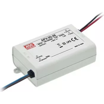 MEAN WELL APV-35-24 36W 24V Driver LED de Tensão Constante, Entrada 90-264V AC, Arrefecimento Passivo, Branco