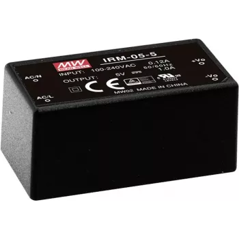 MEAN WELL IRM-05-5 Módulo de alimentação AC-DC 5W, 5V 1A, montagem em PCB, Preto