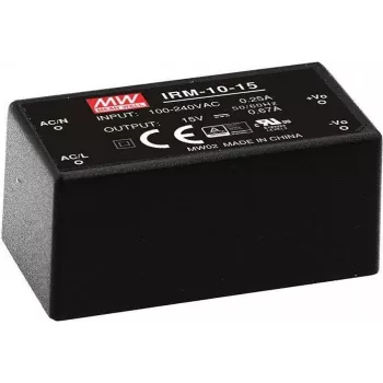 MEAN WELL IRM-10-24 - 10 W - 85 - 264 V - ITE EN/UL/IEC 60950 - Preto - 25,4 mm - 45,7 mm