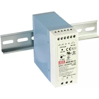 Fonte de alimentação para calha DIN MEAN WELL MDR-60-12 12V DC 5A 60W