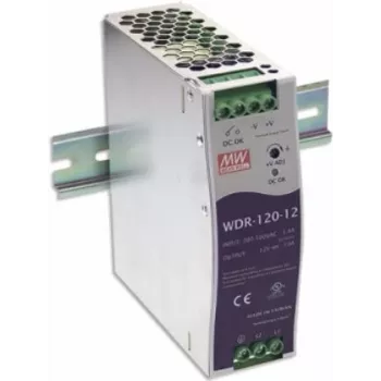 MEAN WELL WDR-120-24 fonte de alimentação para calha DIN 120W 24V 5A industrial metal