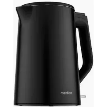 Medion Life MD12105 Chaleira elétrica de parede dupla 1,5 L 2200 W preta
