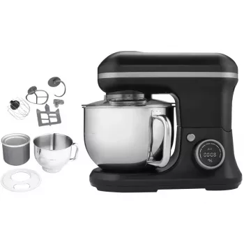 MEDION LIFE MD18420g robot de cozinha digital motor 500W, aquecimento 1000W, taça 2,2L, 10 velocidades + turbo, ecrã LCD, aço inoxidável, preto