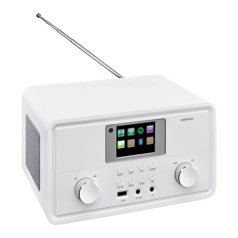 Rádio de internet MEDION MD 88069 com DAB+, FM, Bluetooth e WLAN, branco