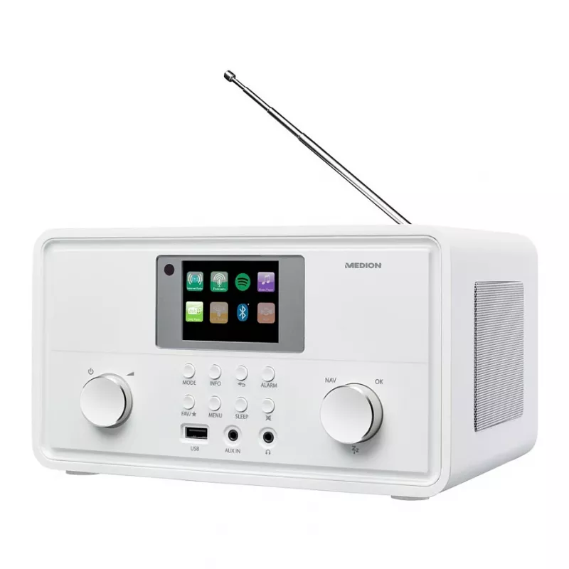 Rádio de internet MEDION MD 88069 com DAB+, FM, Bluetooth e WLAN, branco