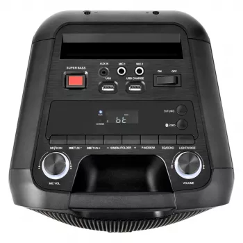 MEDION PE-1 Pure Party Speaker preto - Bluetooth 5.0, 40W RMS, 2x altifalantes 6,5 polegadas, karaoke, TWS, luzes LED, powerbank