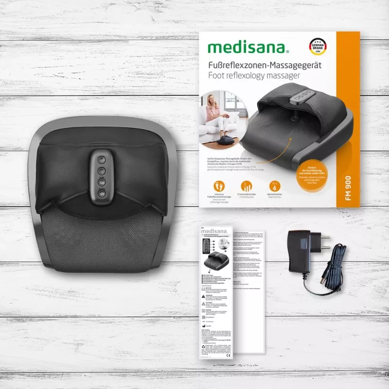 Massajador de pés Shiatsu Medisana FM 900 com calor, preto/cinzento
