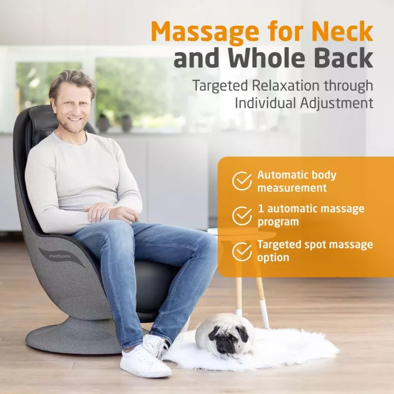 Cadeira de massagem Shiatsu MEDISANA RS 670 com calor e vibração, preto/antracite