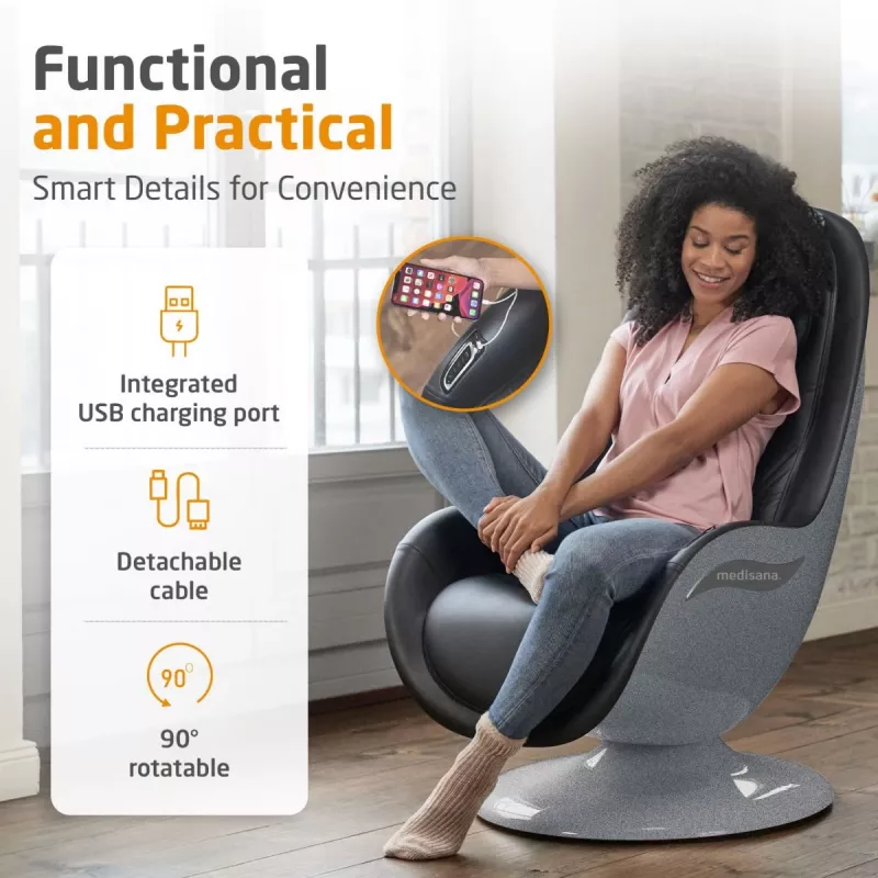 Cadeira de massagem Shiatsu MEDISANA RS 670 com calor e vibração, preto/antracite