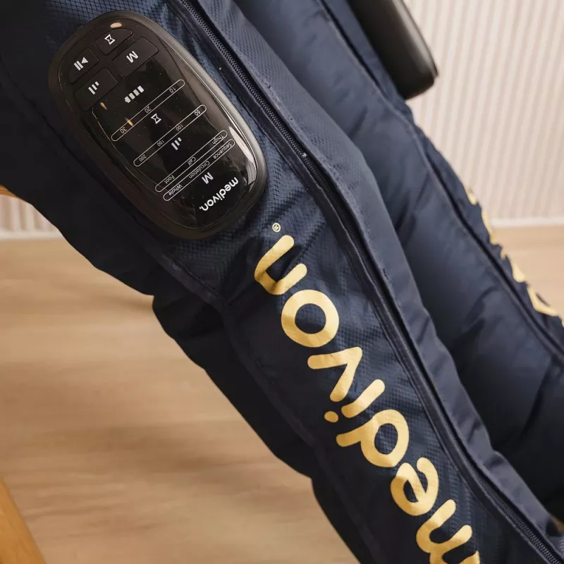 Medivon Compression Massager Aeria - Massajador de Pernas e Pés por Compressão de Ar com Calor, 3 Modos, 3 Intensidades, Comando Remoto sem Fios