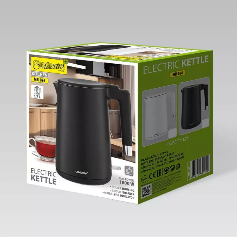 MEO Chaleira elétrica 1,7 l 1800 W MR-026-WHITE MAESTRO
