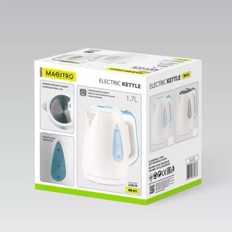 Chaleira elétrica MEO MAESTRO 1,7 l 2200 W azul MR-031-BLUE