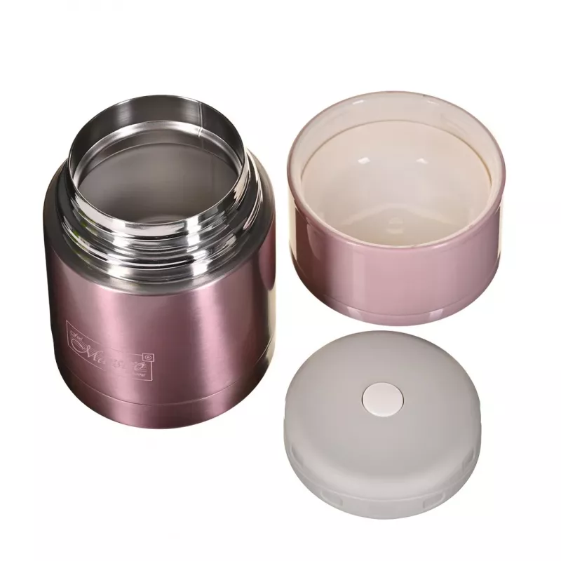 MEO MAESTRO MR-1636-60 600 ml Marmita em aço inoxidável com isolamento a vácuo de parede dupla com 2 recipientes e colher dobrável
