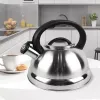 Chaleira assobiadora MEO MR-1313 MAESTRO 3,0 l aço inoxidável para fogão, compatível com indução, prateada com detalhes pretos