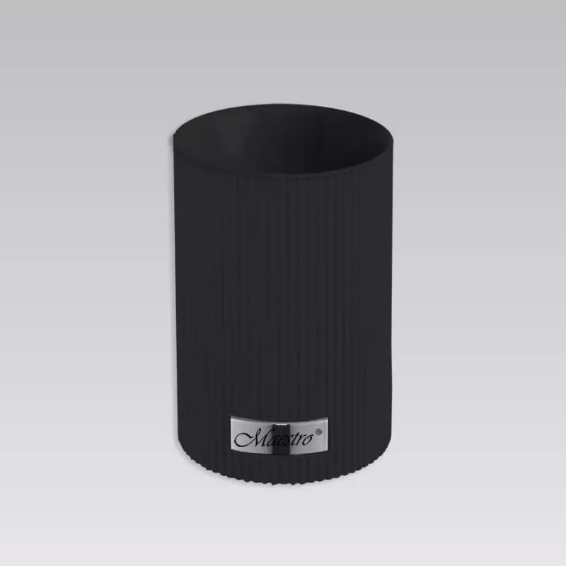MEO MR-1542-BLACK MAESTRO Conjunto de 8 utensílios de cozinha com suporte giratório em aço inoxidável, cabeças em nylon preto