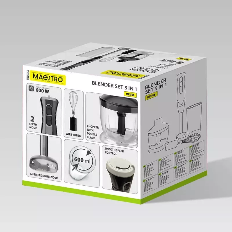 Conjunto de varinha mágica MEO MR-566 MAESTRO 500W com picadora, batedor e copo medidor