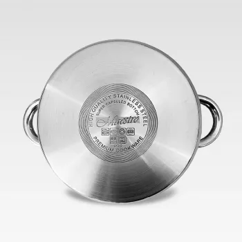 MEO Panela de pressão em aço inoxidável 4L, 22 cm, 3 níveis, adequada para indução, prateada MR-2900-22