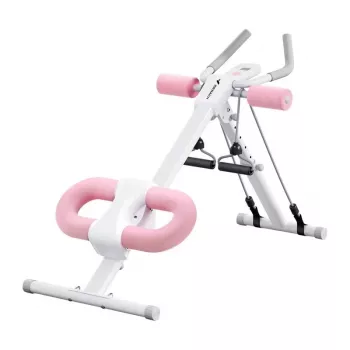 MERACH MR-2314 Treinador de abdominais - resistência de mola ajustável, dobrável, monitor LCD, preto/vermelho