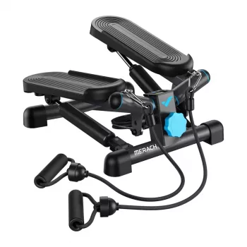 MERACH MR-2354B2 Mini stepper com faixas de resistência, cilindros hidráulicos, ecrã LCD, preto