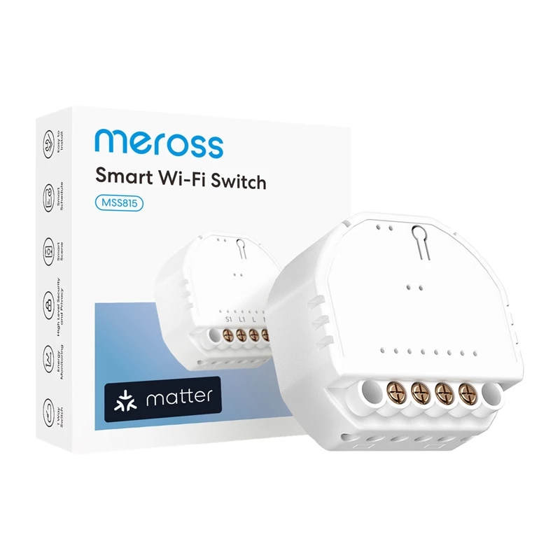 MEROSS MSS815MAQUA-UN Interruptor inteligente Wi-Fi pack de 4 (2,4 GHz, ficha US, sem hub necessário)