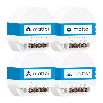 MEROSS MSS815MAQUA-UN Interruptor inteligente Wi-Fi pack de 4 (2,4 GHz, ficha US, sem hub necessário)
