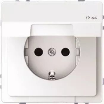Merten Tomada SCHUKO com tampa basculante, IP44, proteção reforçada contra contacto, terminais de encaixe, branco polar MEG2314-6035