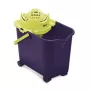 Balde retangular MERY com rodas e espremedor 20 L azul