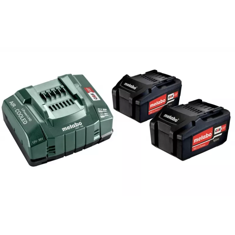 Metabo 18V LiHD 5.5Ah Bateria e carregador ASC 145 Air Cooled Conjunto (2 baterias)