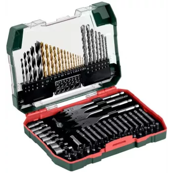 Conjunto de 86 brocas e pontas de aparafusar Metabo 626708000 em mala